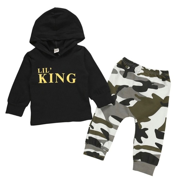 Other - Boutique Lil King Hoodie Top and Camo Bottoms
